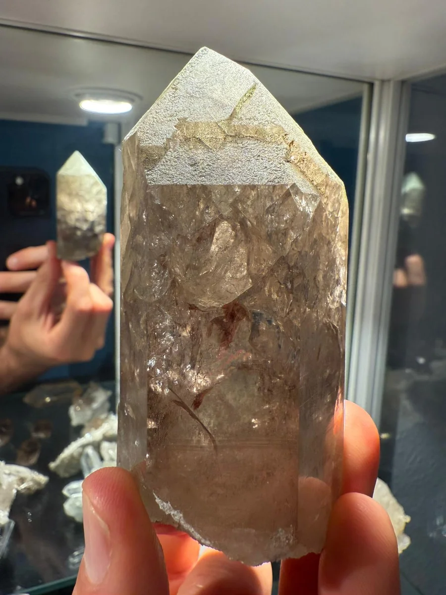 2 smoky quartz points with chlorite - Image 3